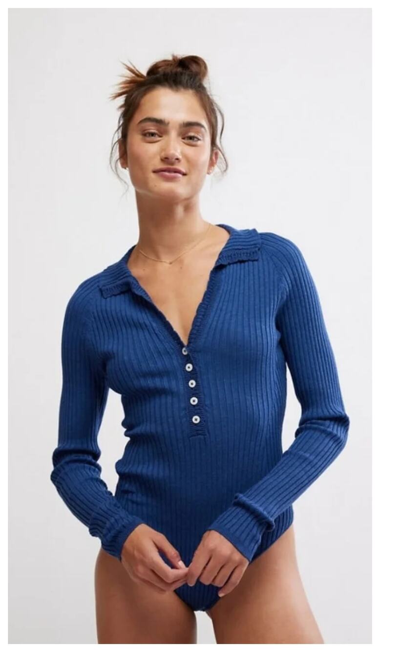 NEW FREE PEOPLE Ready For It Long Sleeve Bodysuit Size Large
